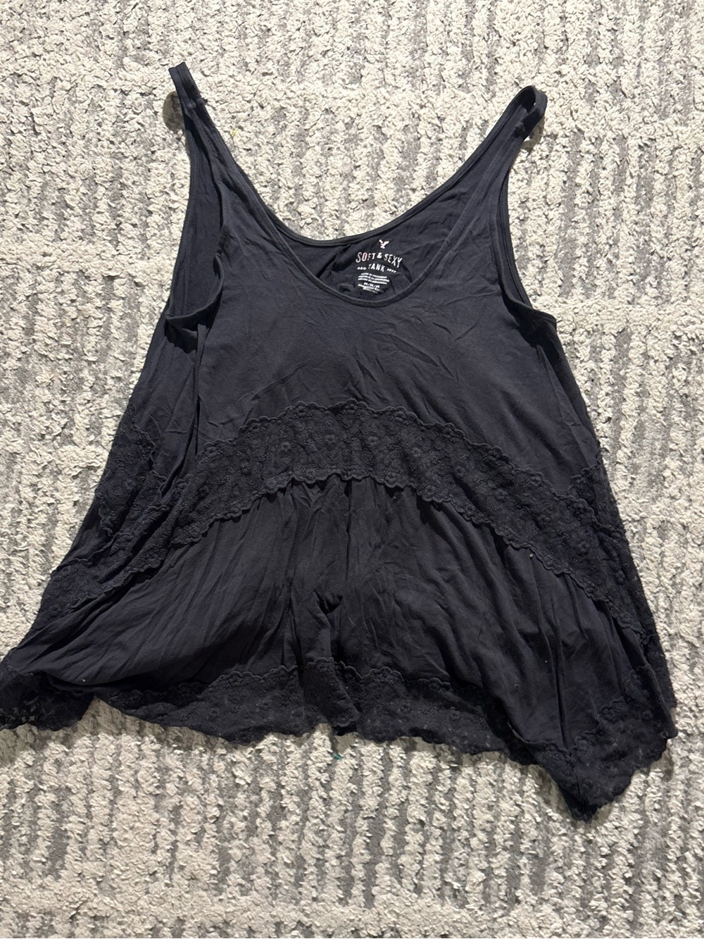 American Eagle outfitters tank trapeze dark gray lace top size M